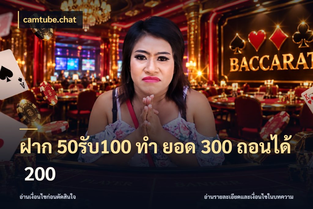ฝาก 50รับ100 ทํา ยอด 300 ถอนได้ 200 จับคู่โบนัสกับสไตล์เกมที่ชอบ กับ camtube.chat