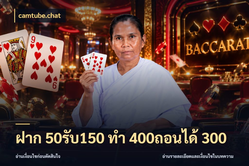 ฝาก 50รับ150 ทํา 400ถอนได้ 300 ยอดฝากและยอดรับในมุมของคนชอบลุ้น กับ camtube.chat