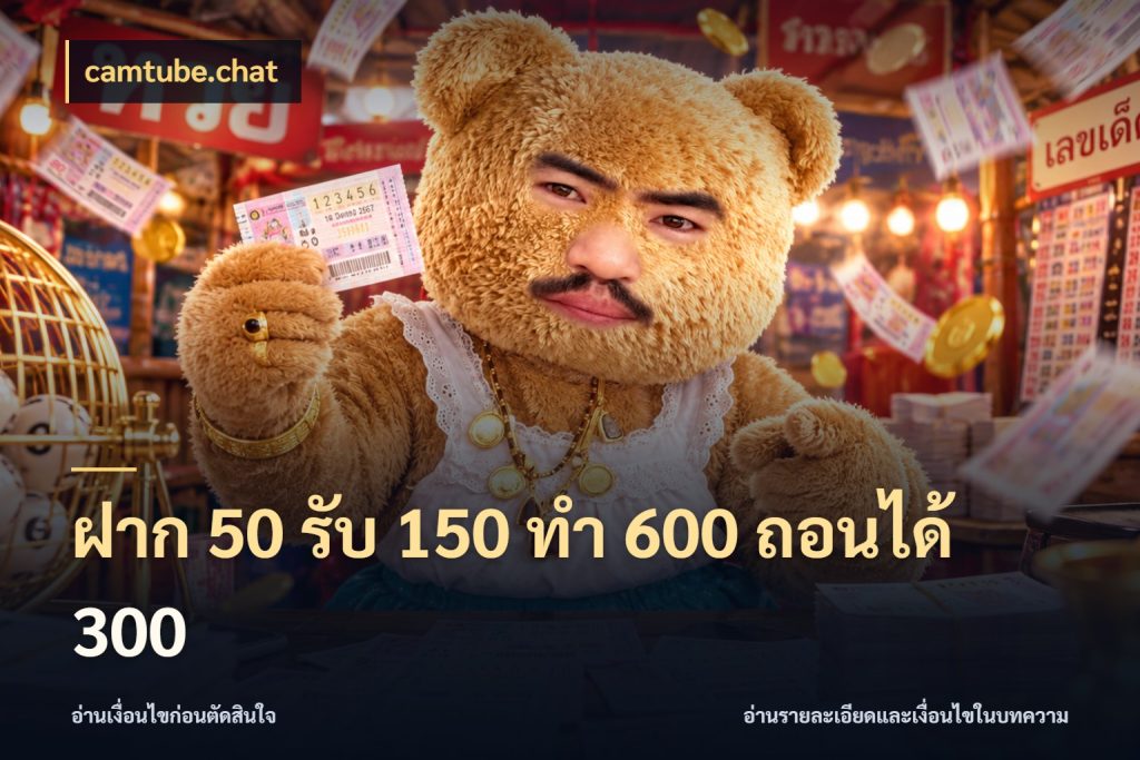 ฝาก 50 รับ 150 ทํา 600 ถอนได้ 300 รูปแบบโบนัสกับสิทธิ์ของสายเกม สไตล์ camtube.chat