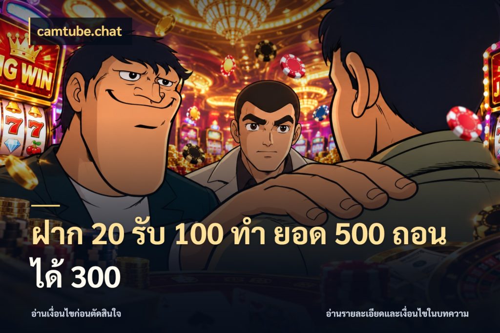 ฝาก 20 รับ 100 ทํา ยอด 500 ถอนได้ 300 สีสันของโปรฝากและยอดรับ ในมุม camtube.chat