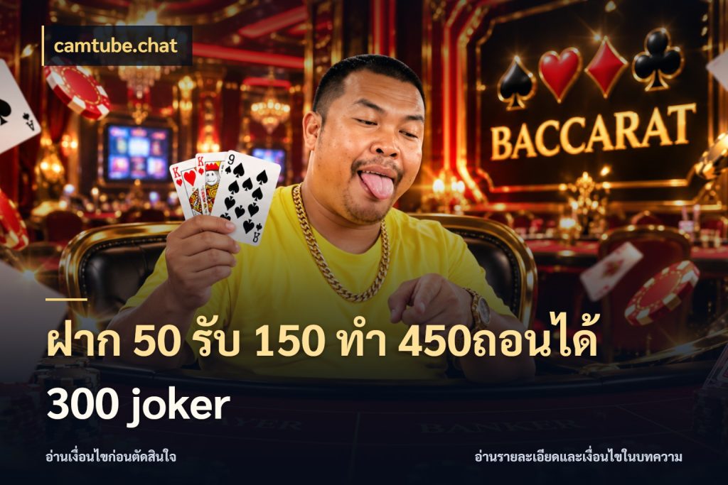 ฝาก 50 รับ 150 ทํา 450ถอนได้ 300 joker สีสันของโปรฝากและยอดรับ กับ camtube.chat